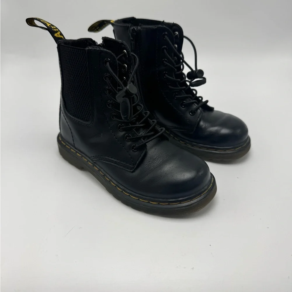 Dr. Martens Junior 1460 Harper Girls Size 11 Black Lace Up Boots Side Zip Combat